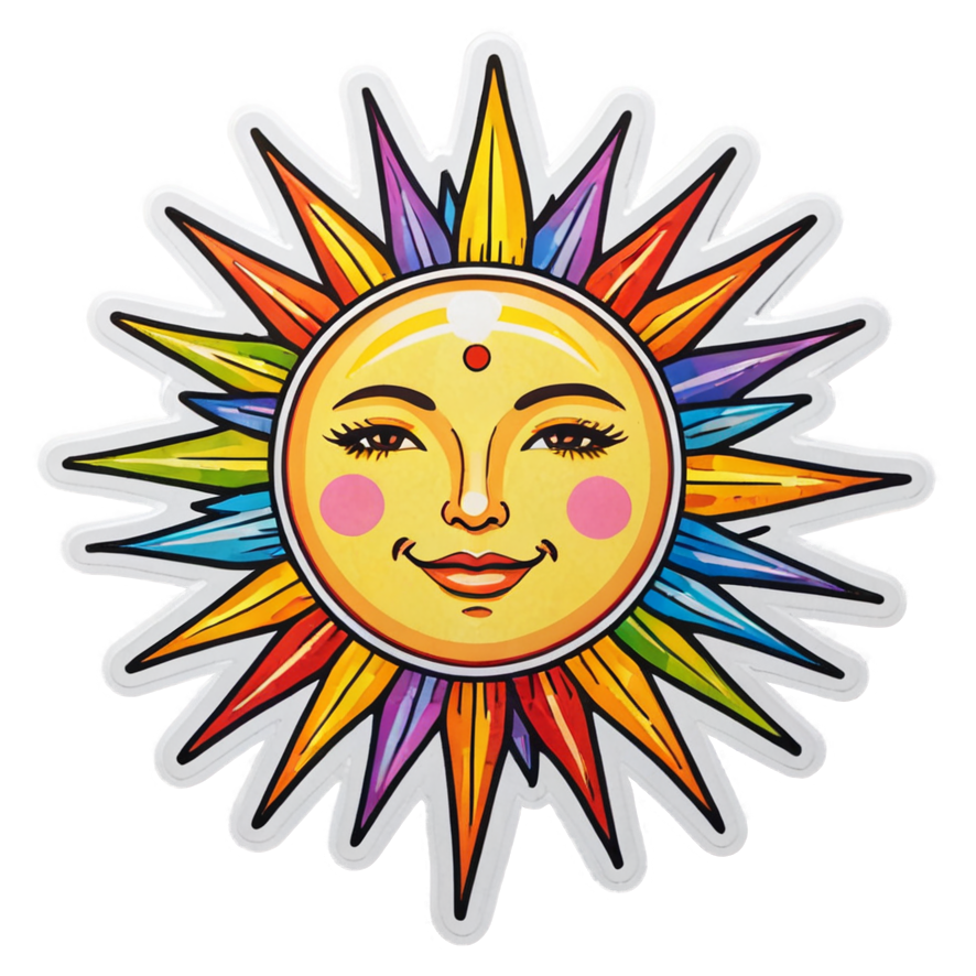 Sun Face (holographic) — celestial stickers