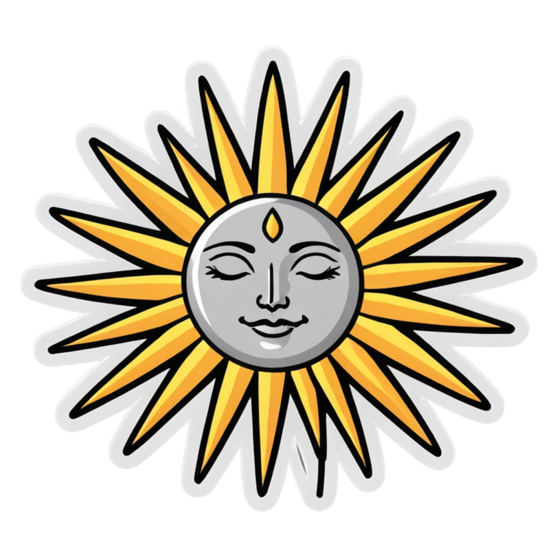 Sun Face (lineart) — celestial stickers