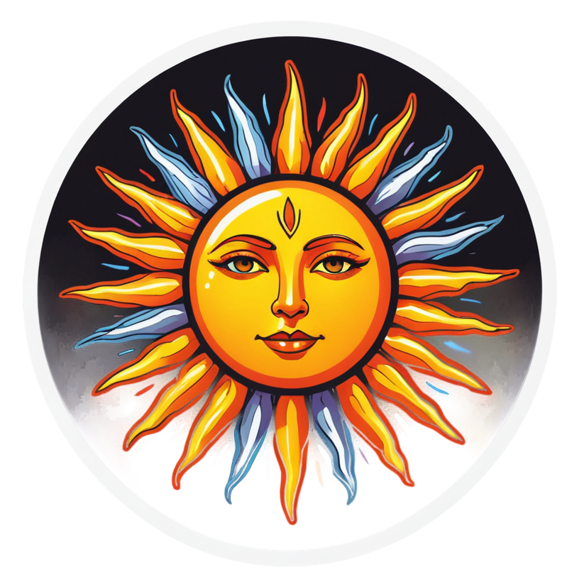 Sun Face (neon) — celestial stickers