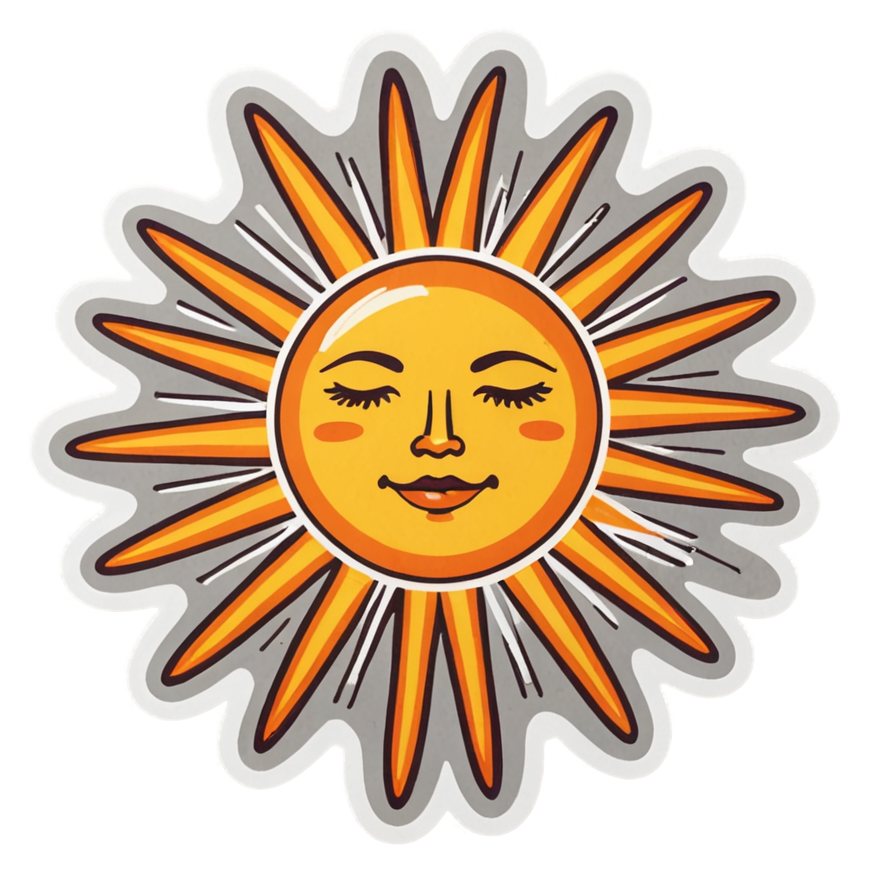 Sun Face (retro) — celestial stickers