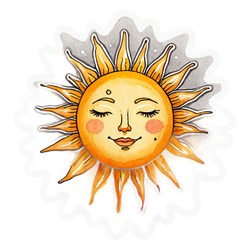 Sun Face (watercolor) — celestial stickers