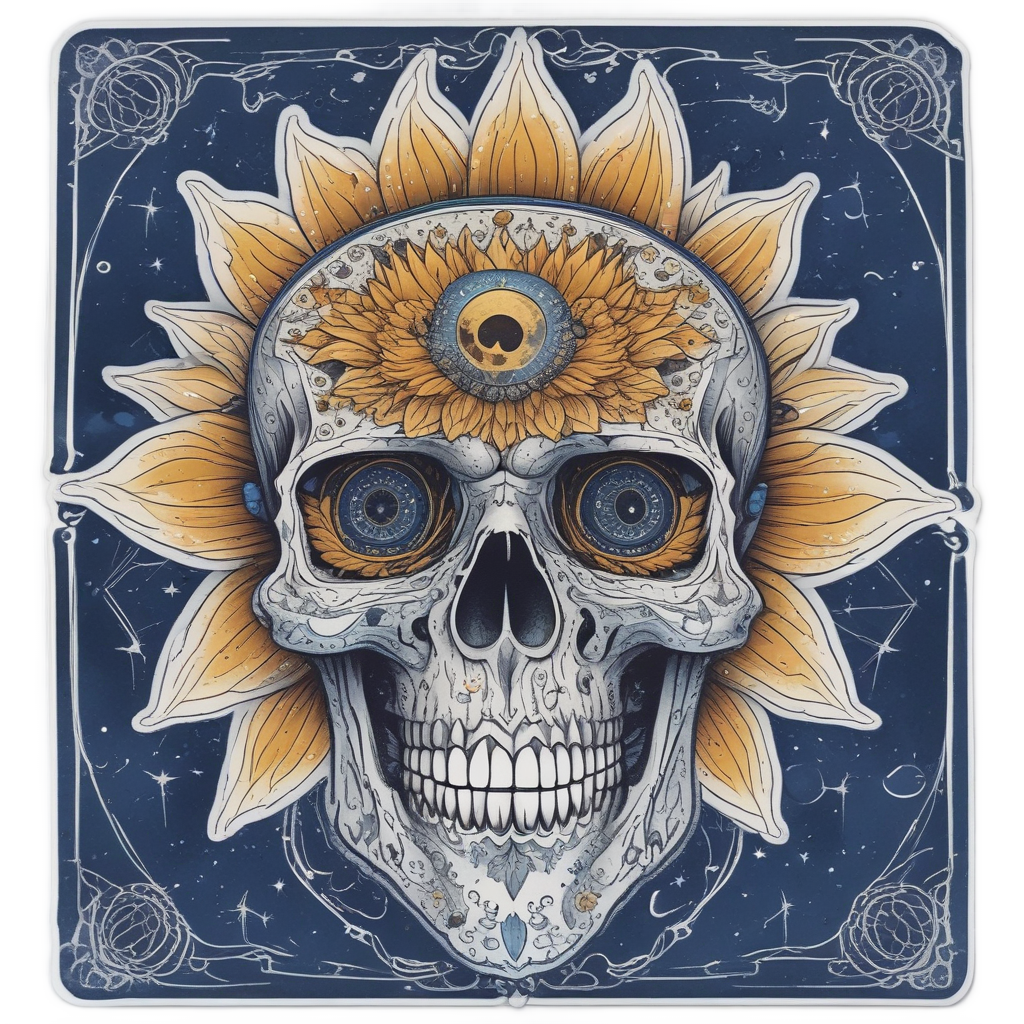 Celestial Sunflower Skull — moon stickers