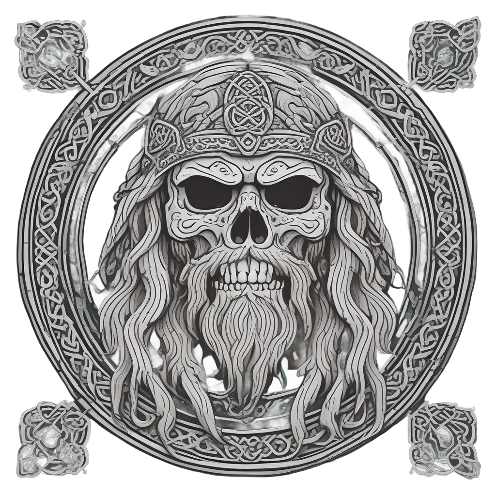 Celtic Skull with Shield — blackwork skull stickers