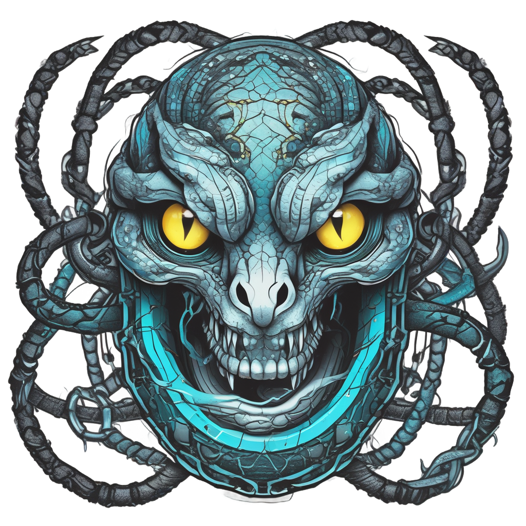 Chained Serpent — blackwork flash stickers