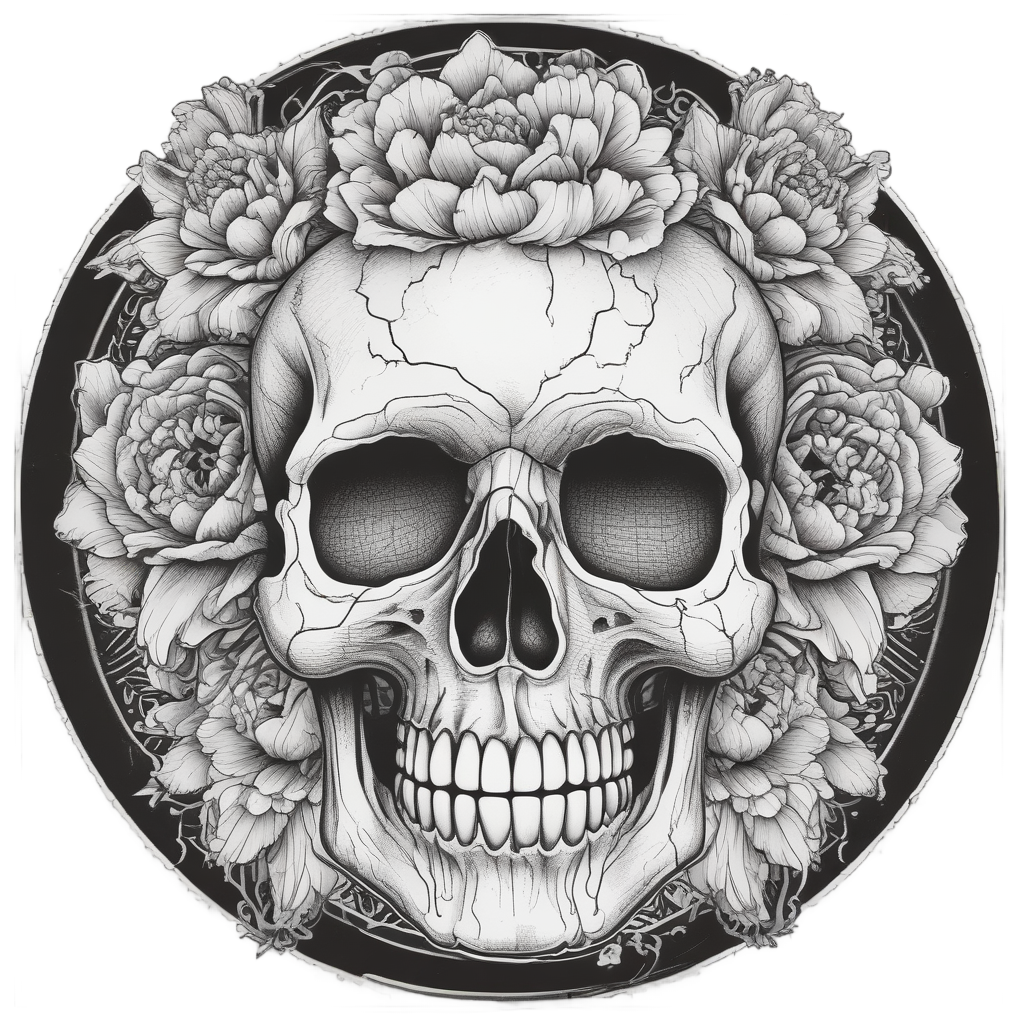 Checkerboard Skull Bloom — floral skull stickers