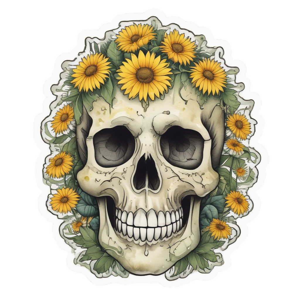Cheerful Dandelion Skull — cute skull stickers