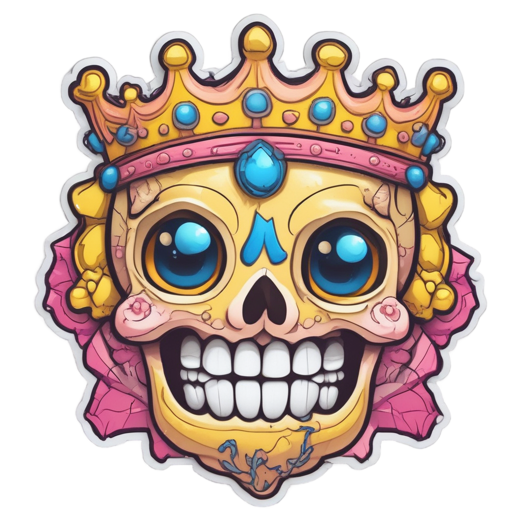 Cheerful Thorny Skull — blackwork skull stickers