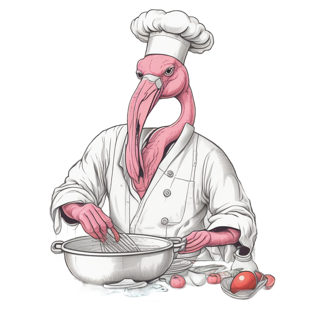 Chef Gourmet Flamingo — birds stickers