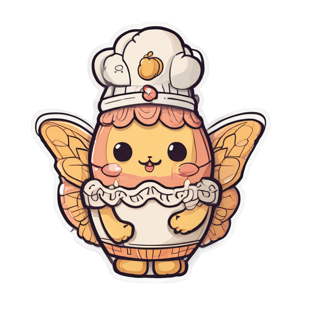 Chef Hat Butterfly — fine-line flash stickers