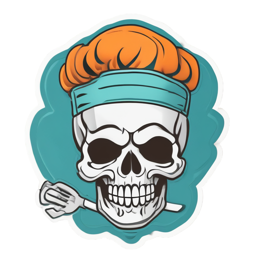 Chef Inferno Skull — flaming skull stickers