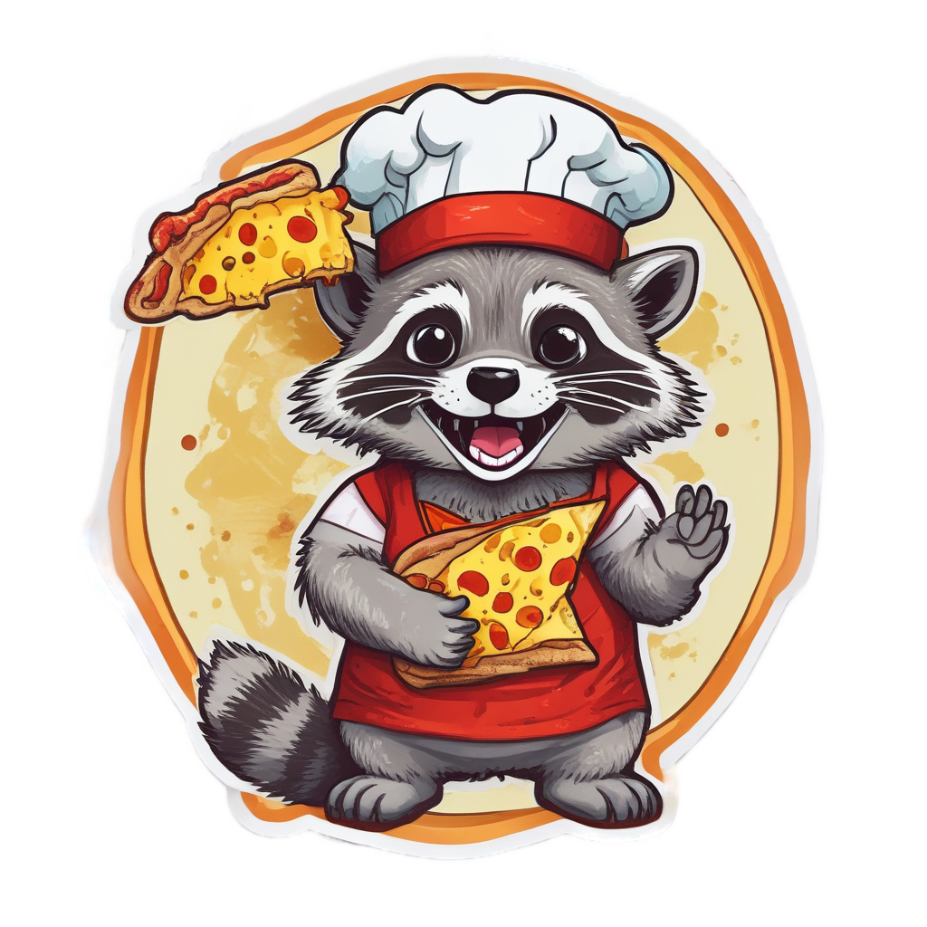 Chef Raccoon with Pizza — wildlife stickers