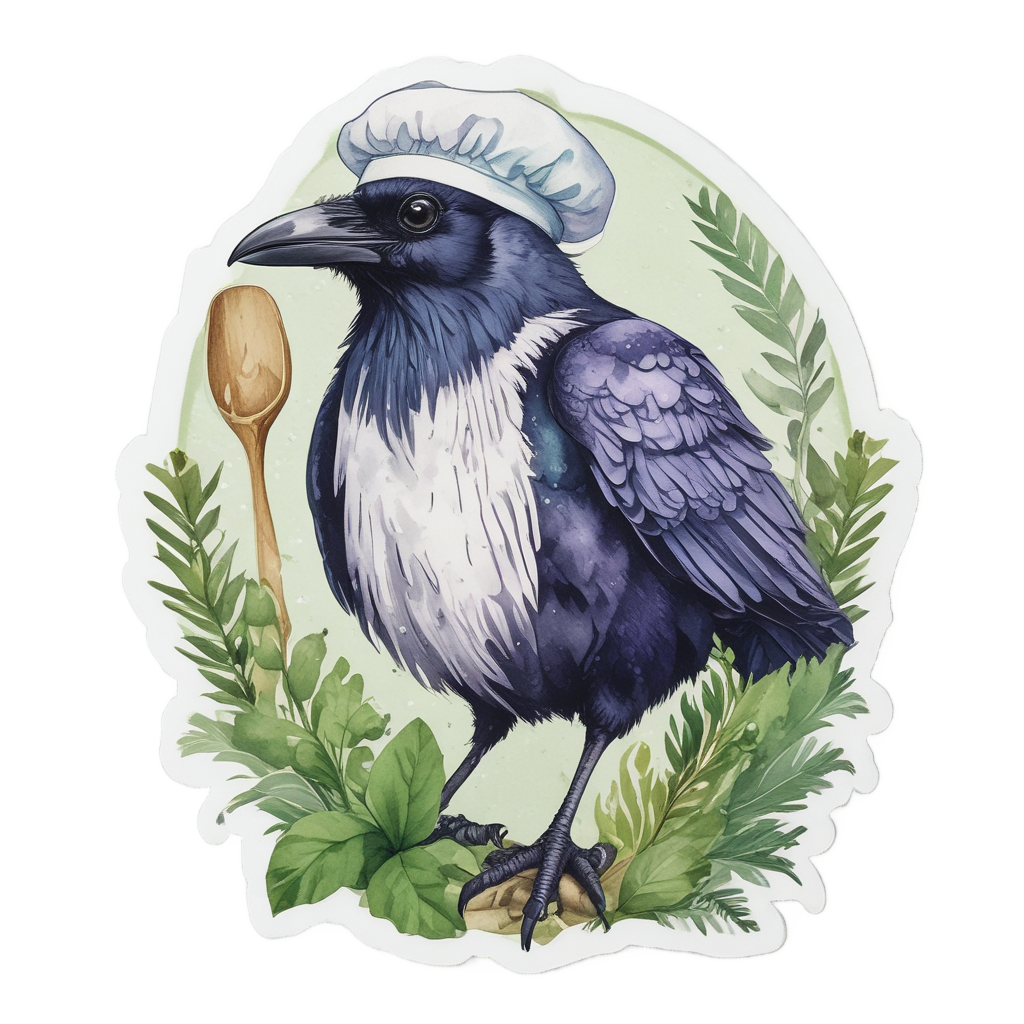 Chef's Assistant Raven — moths & ravens stickers