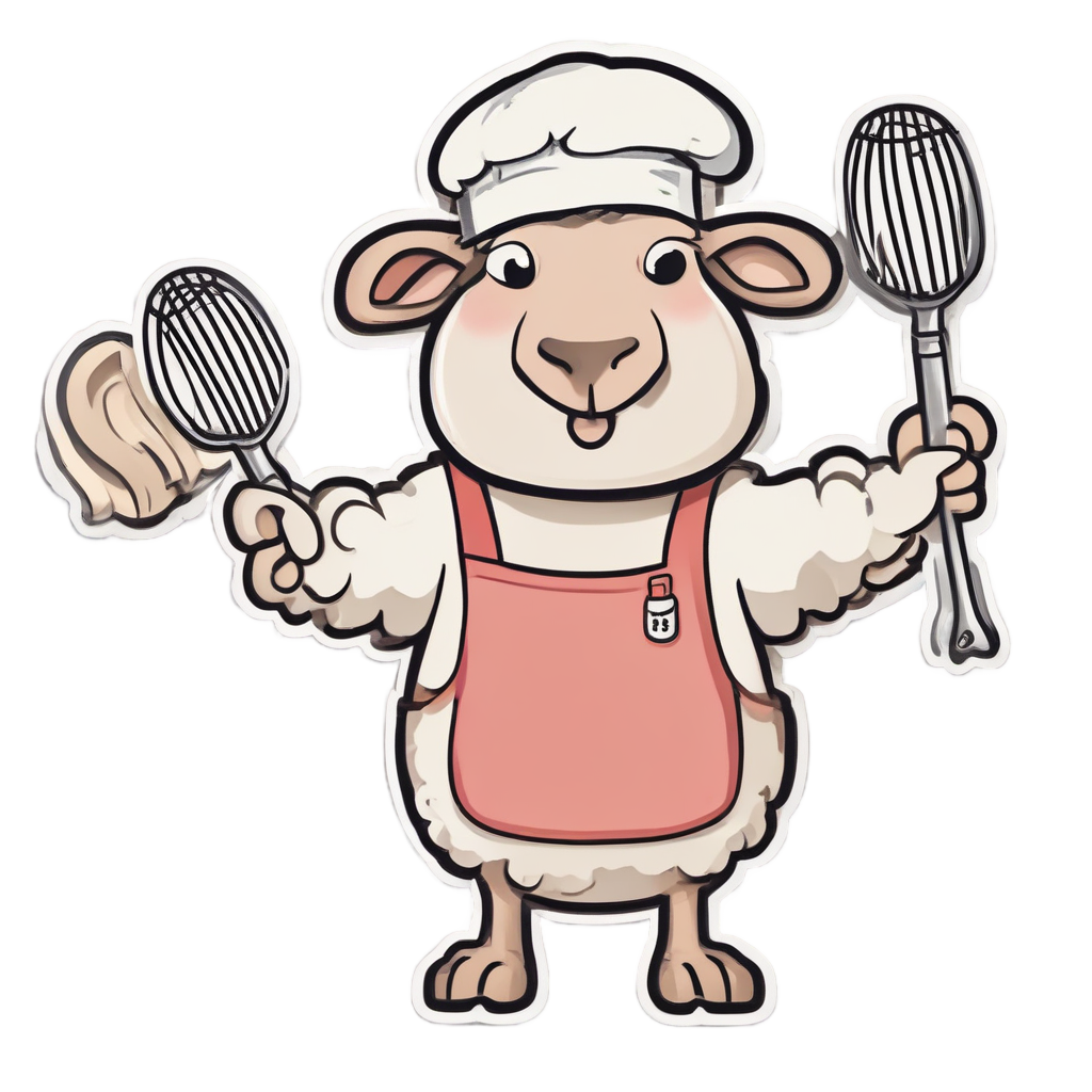 Chef Sheep with Whisk — farm animals stickers