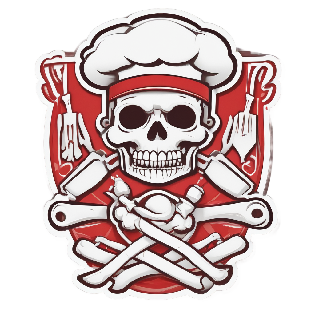 Chef Skull Apron Crossbones — skull & crossbones stickers