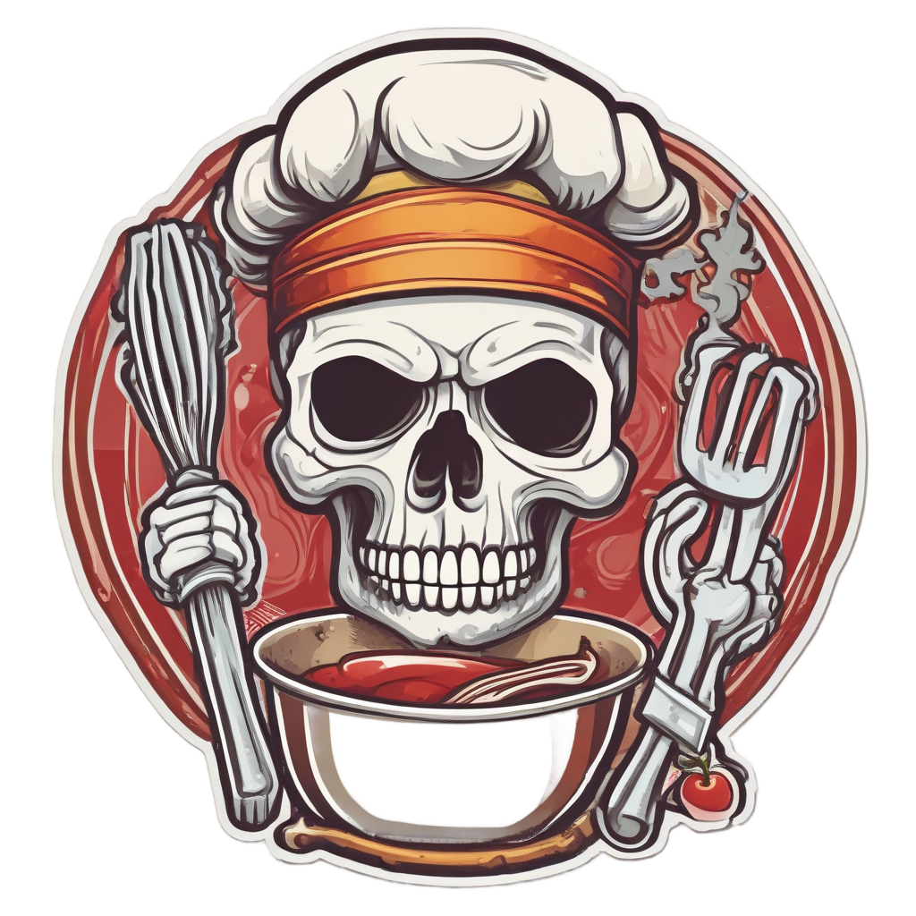 Chef Skull Baking — skull & crossbones stickers