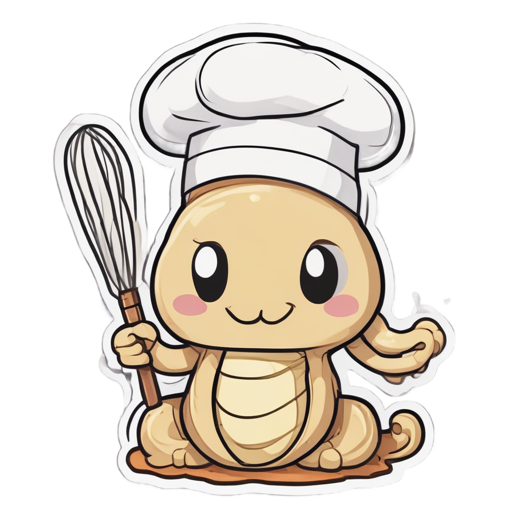 Chef Snake Whisking — fine-line flash stickers