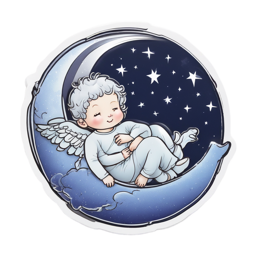 Cherub Sleeping on Moon — shimmer y2k stickers