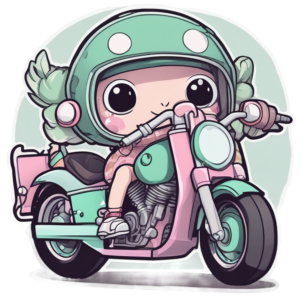 Chibi Biker with Helmet — motorcycles stickers
