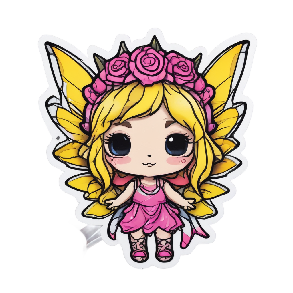 Chibi Rose Fairy — fine-line flash stickers