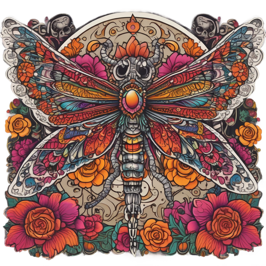 Chicano Dragonfly Calavera — insects stickers
