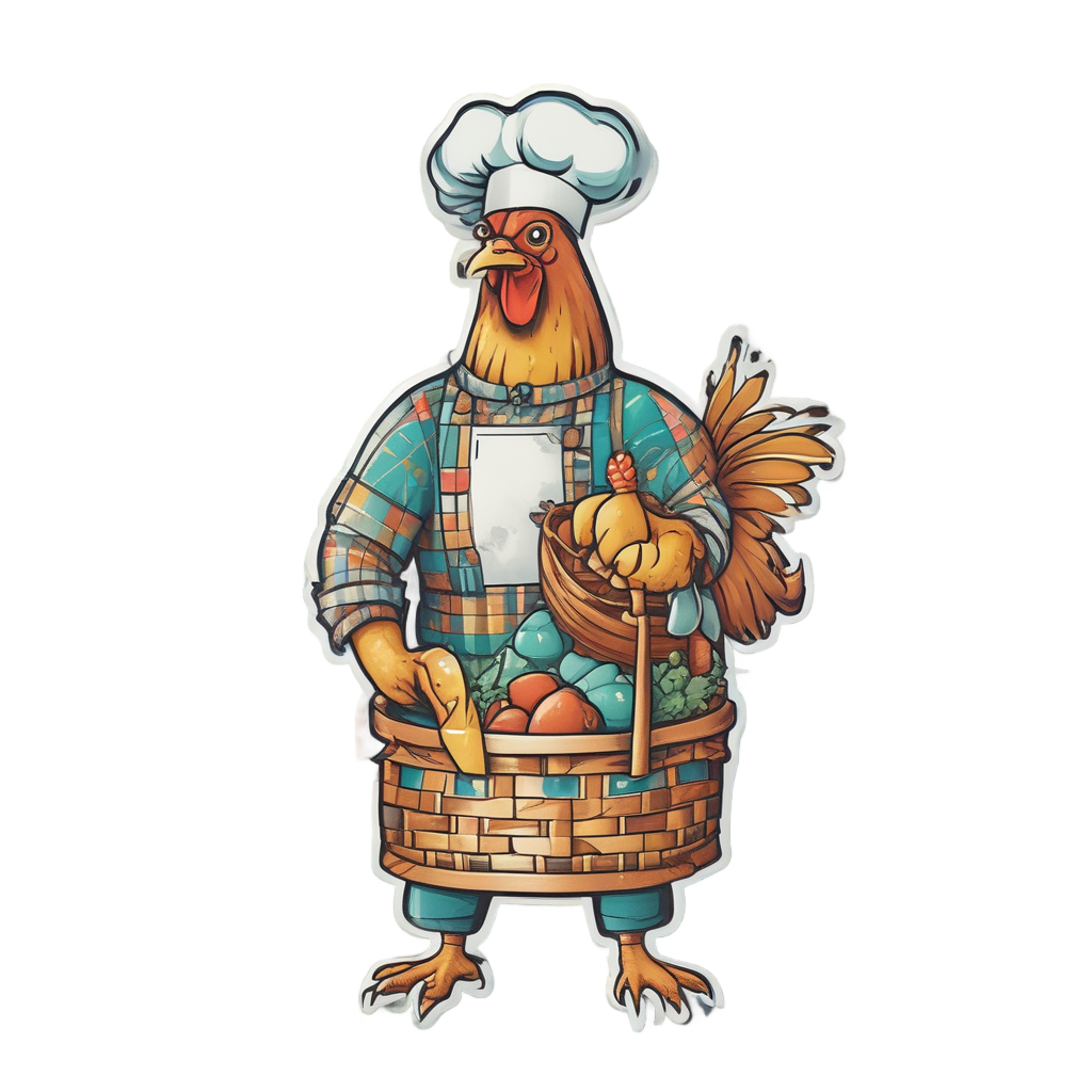 Chicken Picnic Basket Chef — farm animals stickers