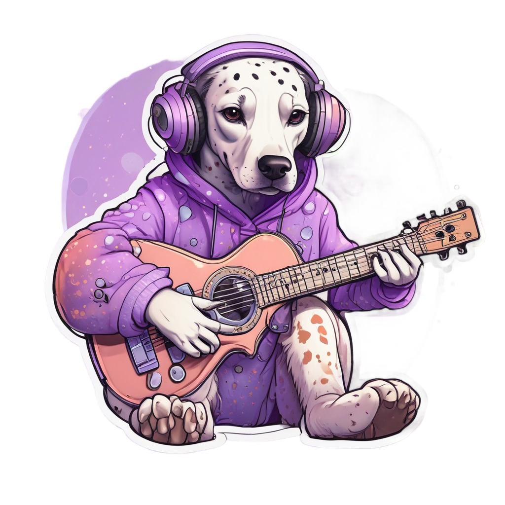 Chill Dalmatian Musician — music stickers