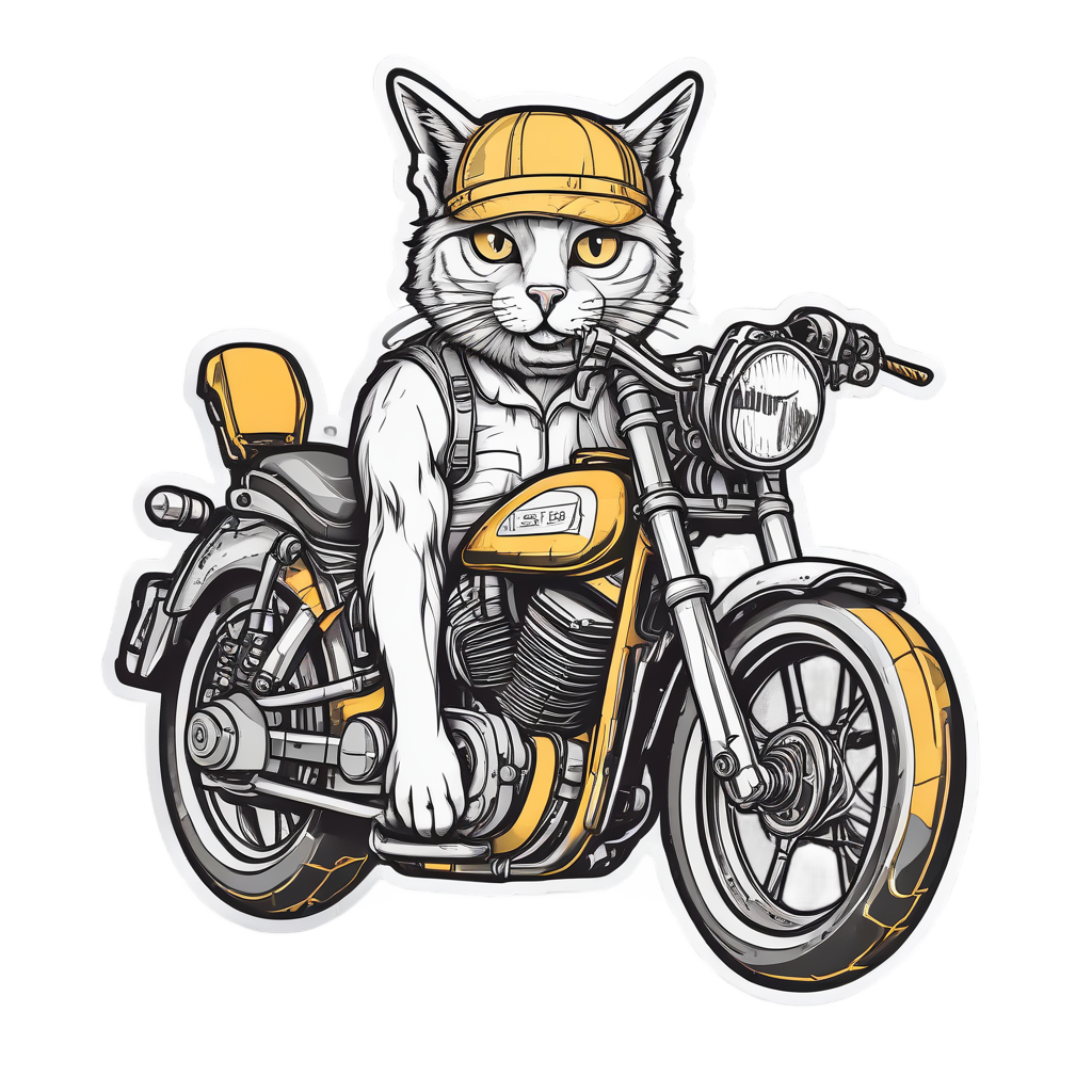 Chopper Mechanic Cat — motorcycles stickers