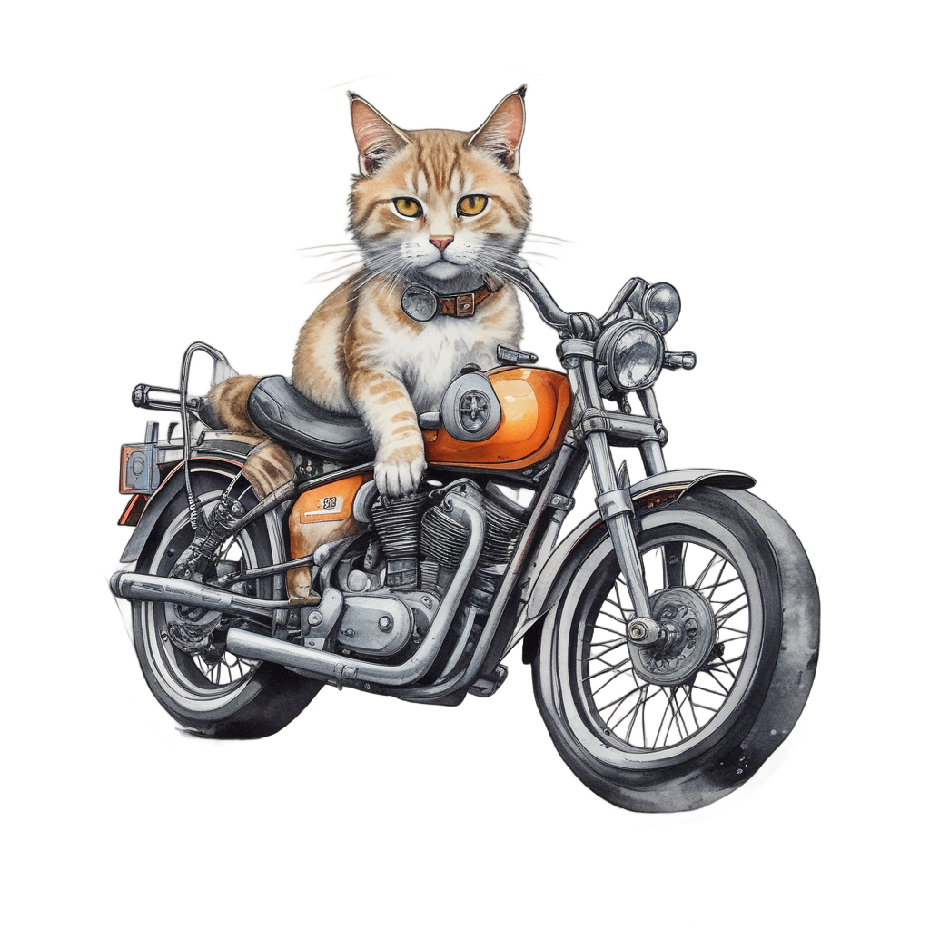 Chopper with Cat — motorcycles stickers