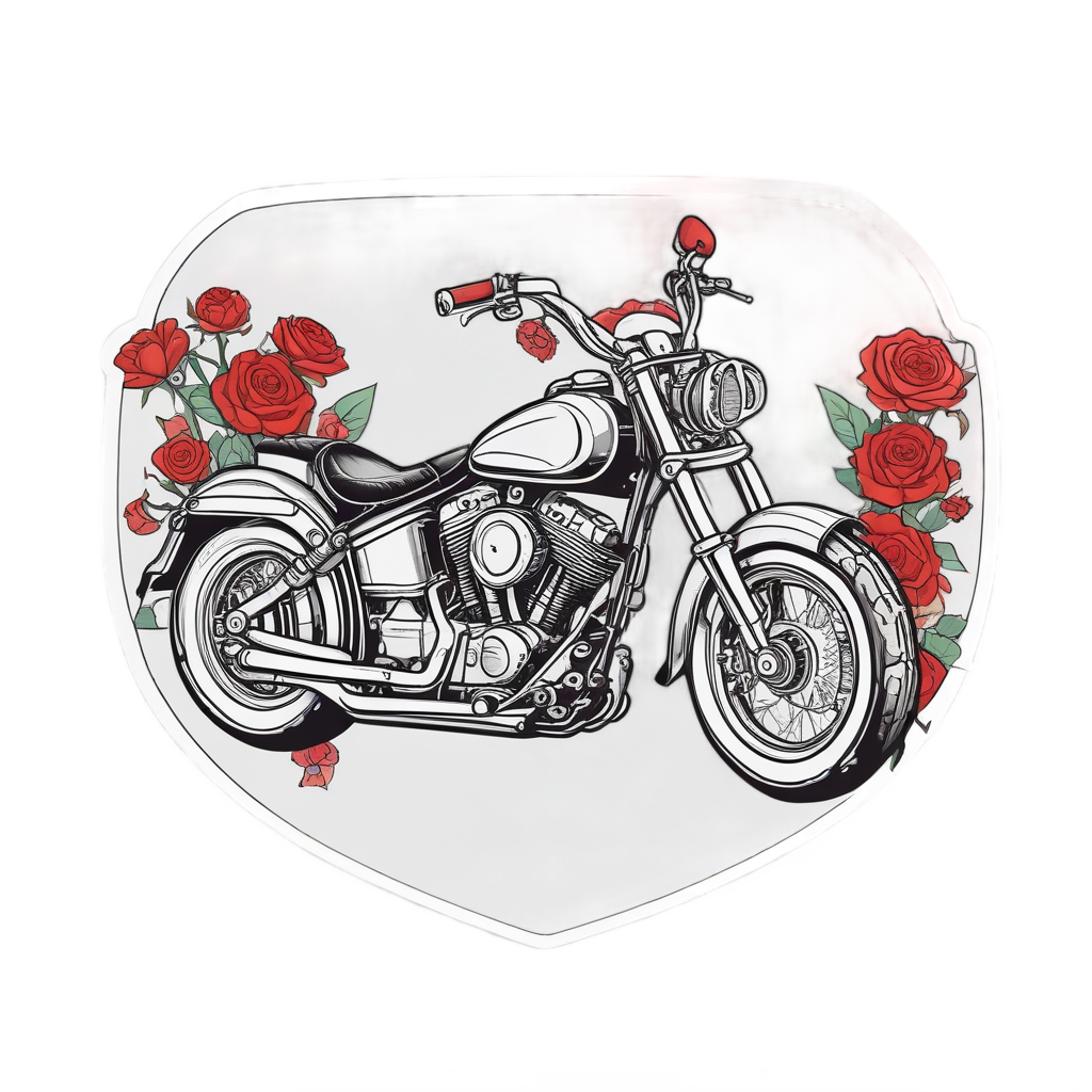 Chopper with Roses — motorcycles stickers