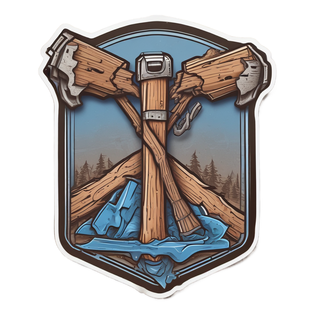 Chopping Axe and Wedge Crest — garage stickers