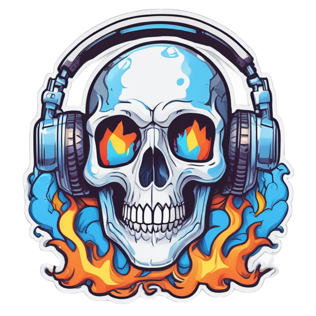 Chrome Gamer Skull — gamer stickers