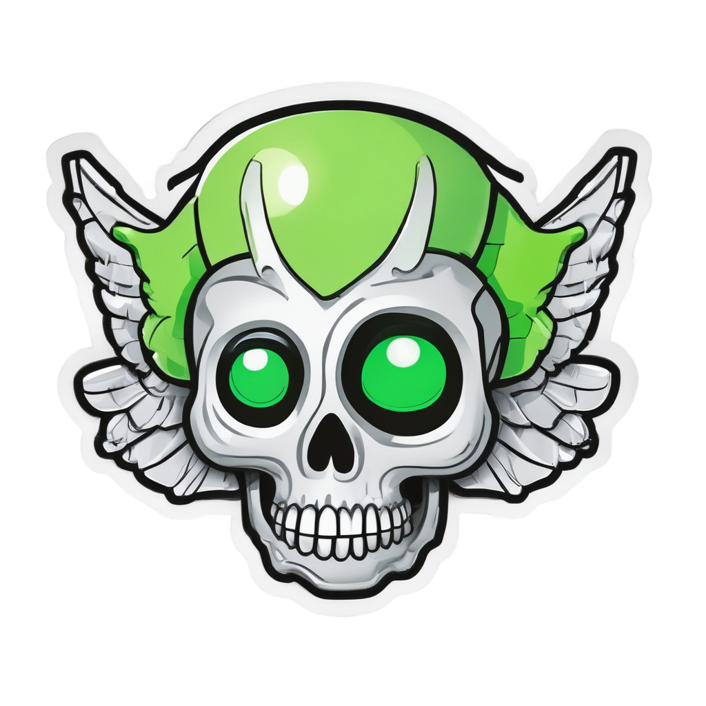 Chrome Skull Alien — biker & chrome skull stickers