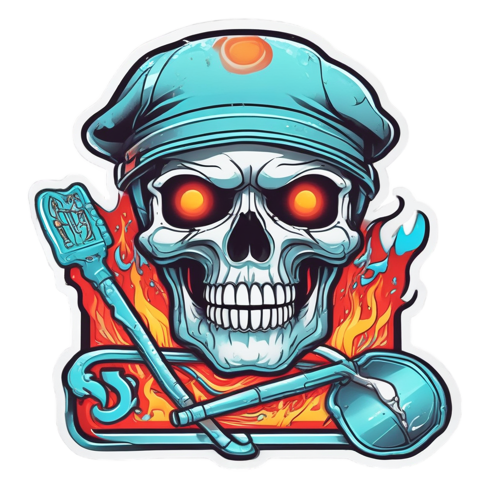 Chrome Skull Chef — biker & chrome skull stickers