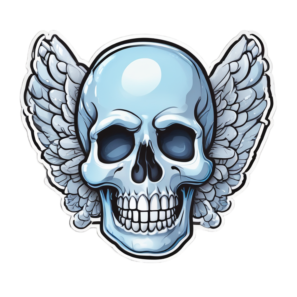 Chrome Skull, Cloud Wings — biker & chrome skull stickers