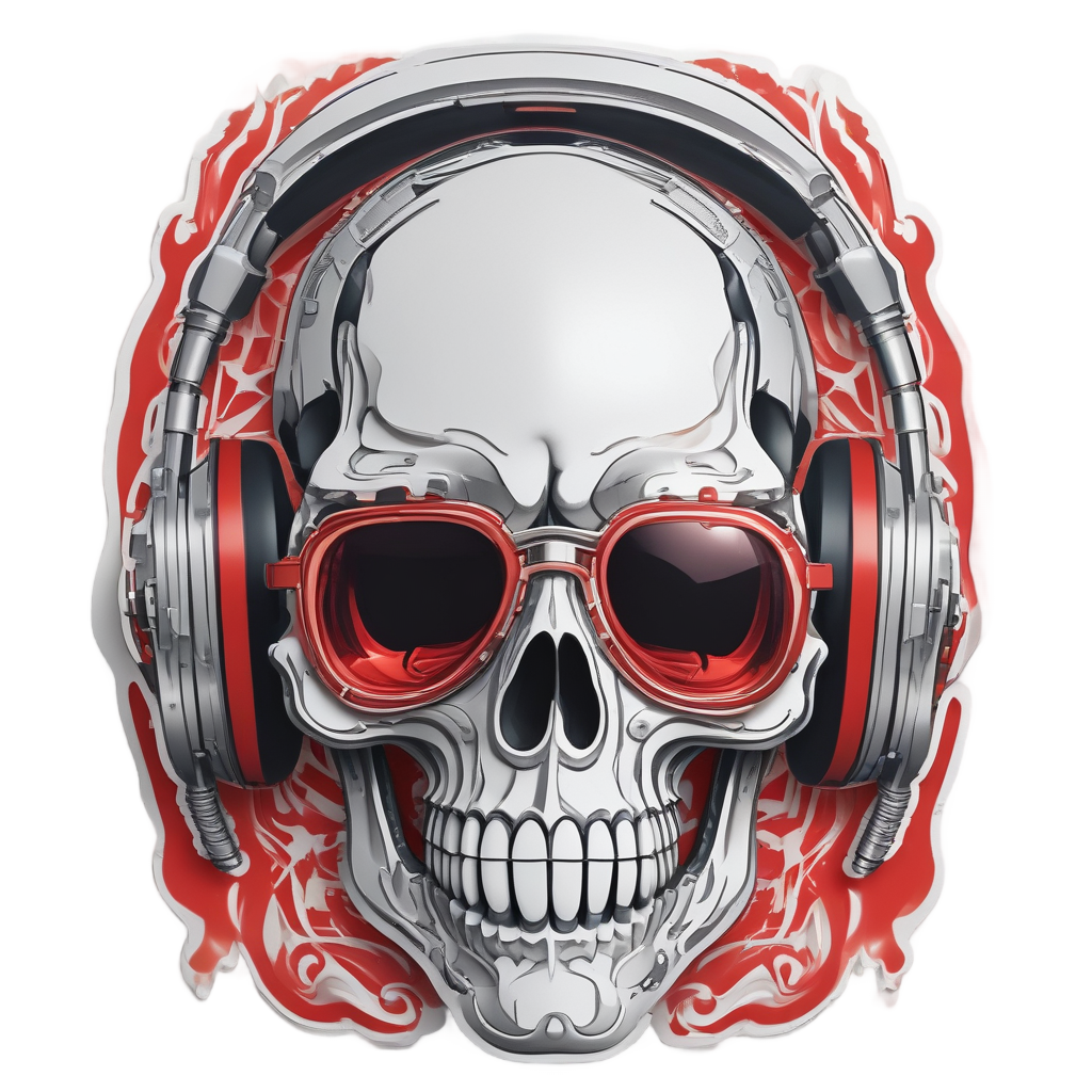 Chrome Skull DJ — biker & chrome skull stickers