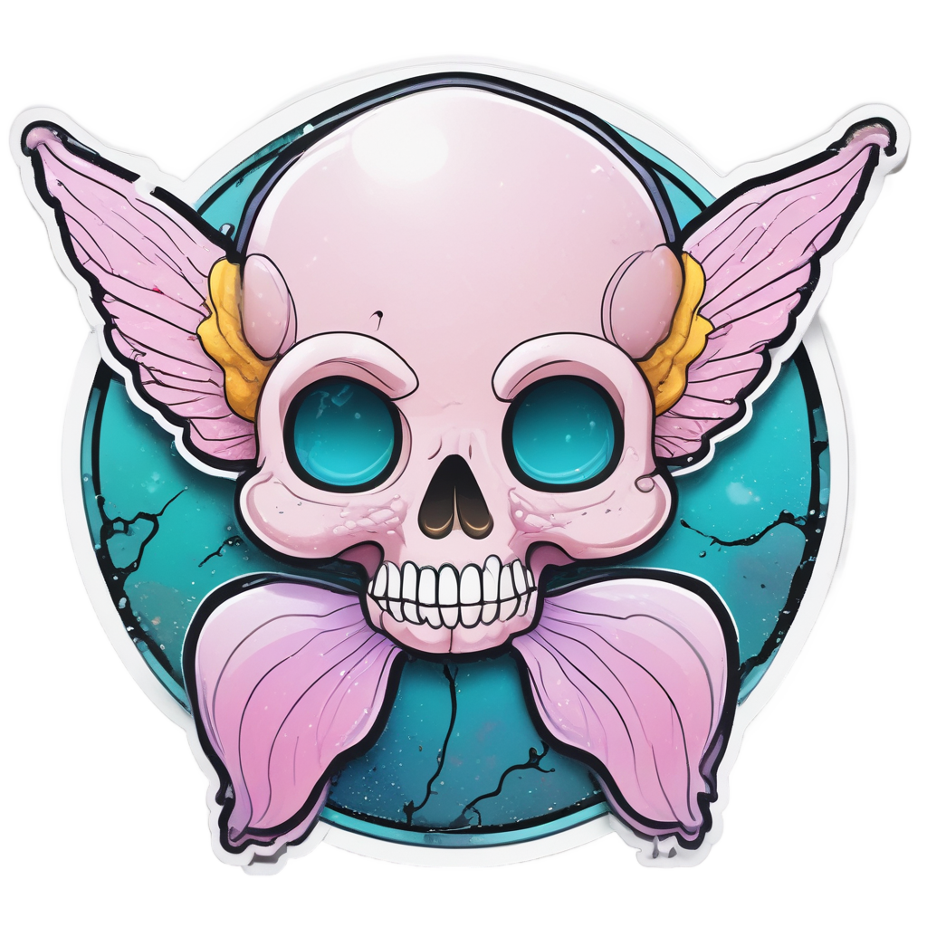 Chrome Skull Mermaid Splash — ocean stickers