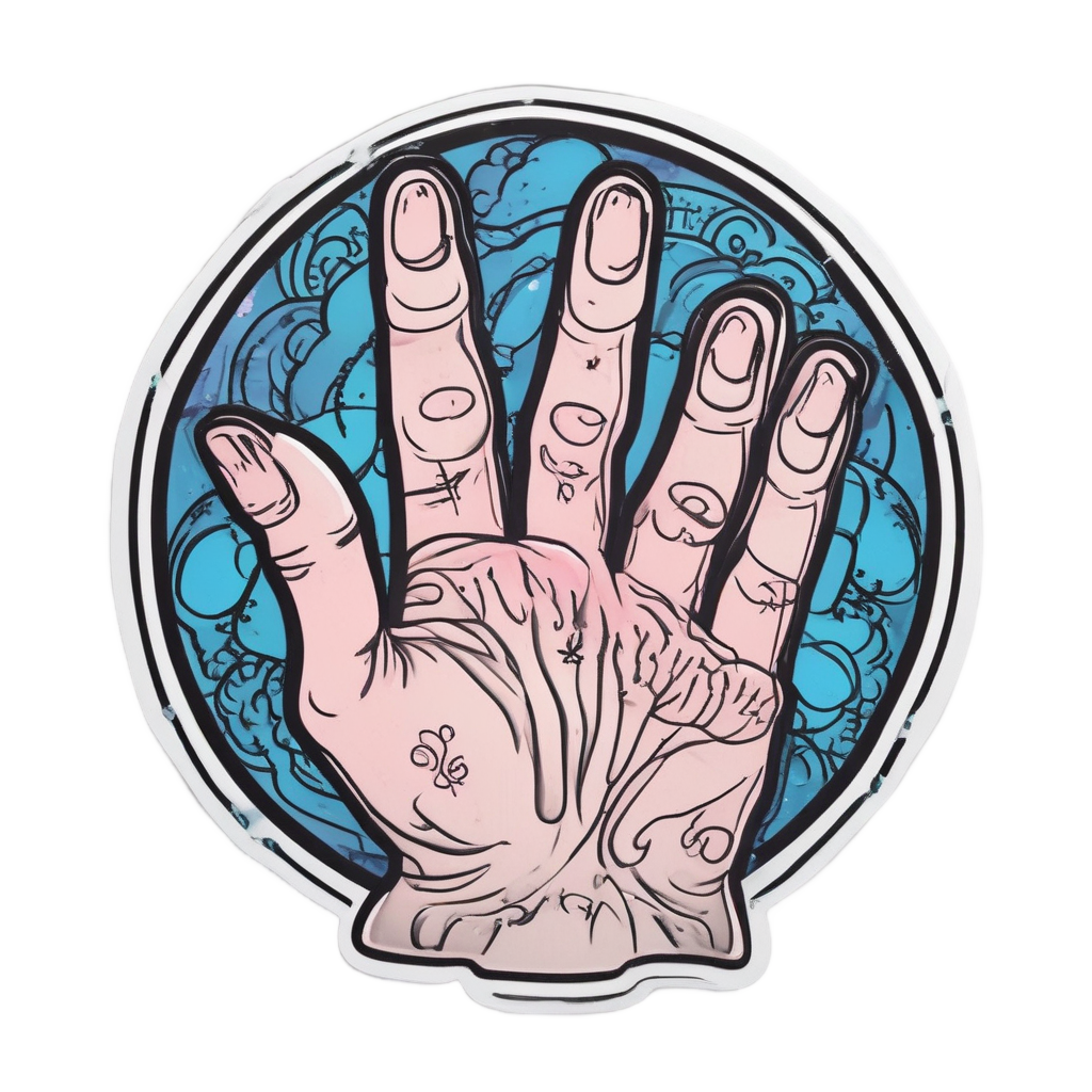 Kawaii chubby hand of fate pointing up with sparkles