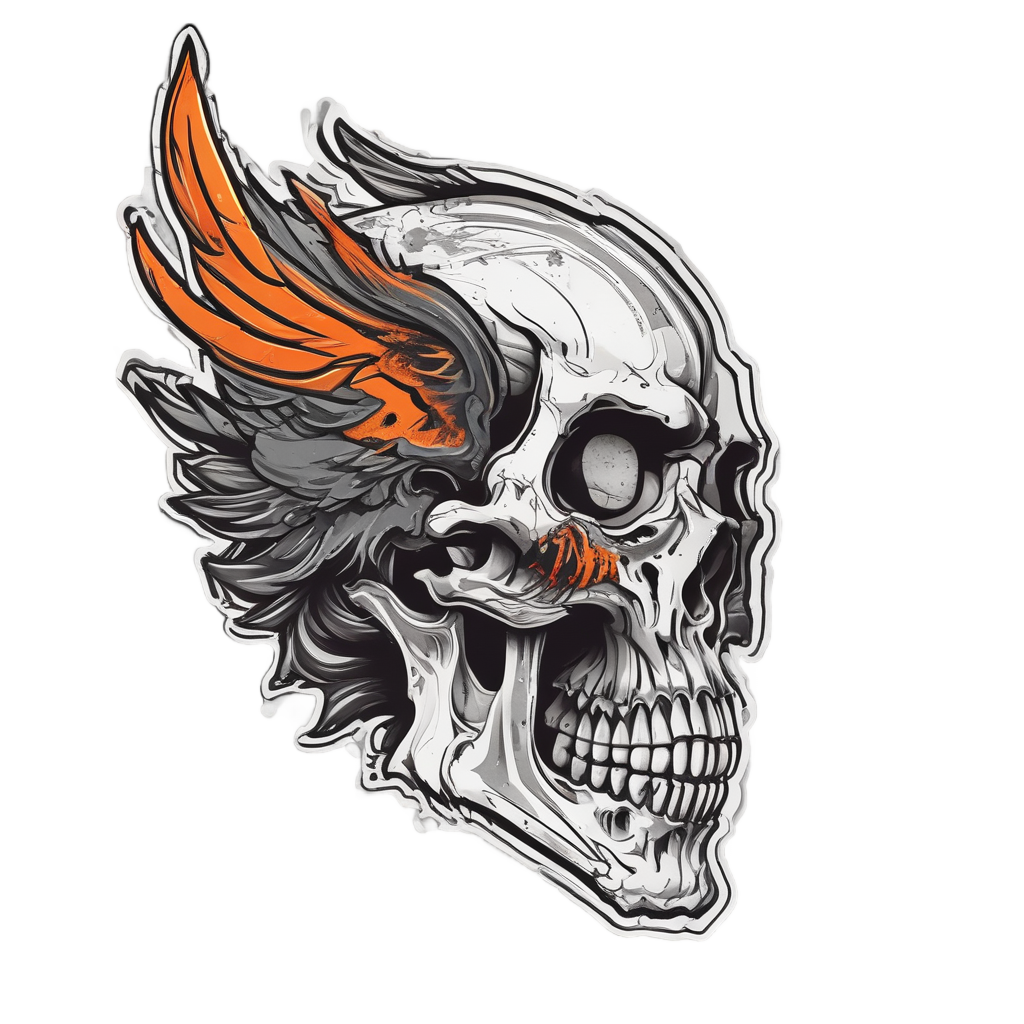 Cinder Wing Howl — flaming skull stickers