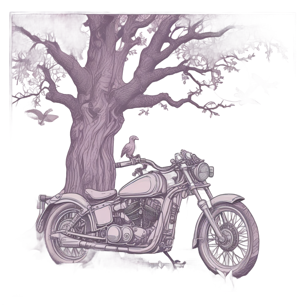 Classic Bike with Birds — motorcycles stickers