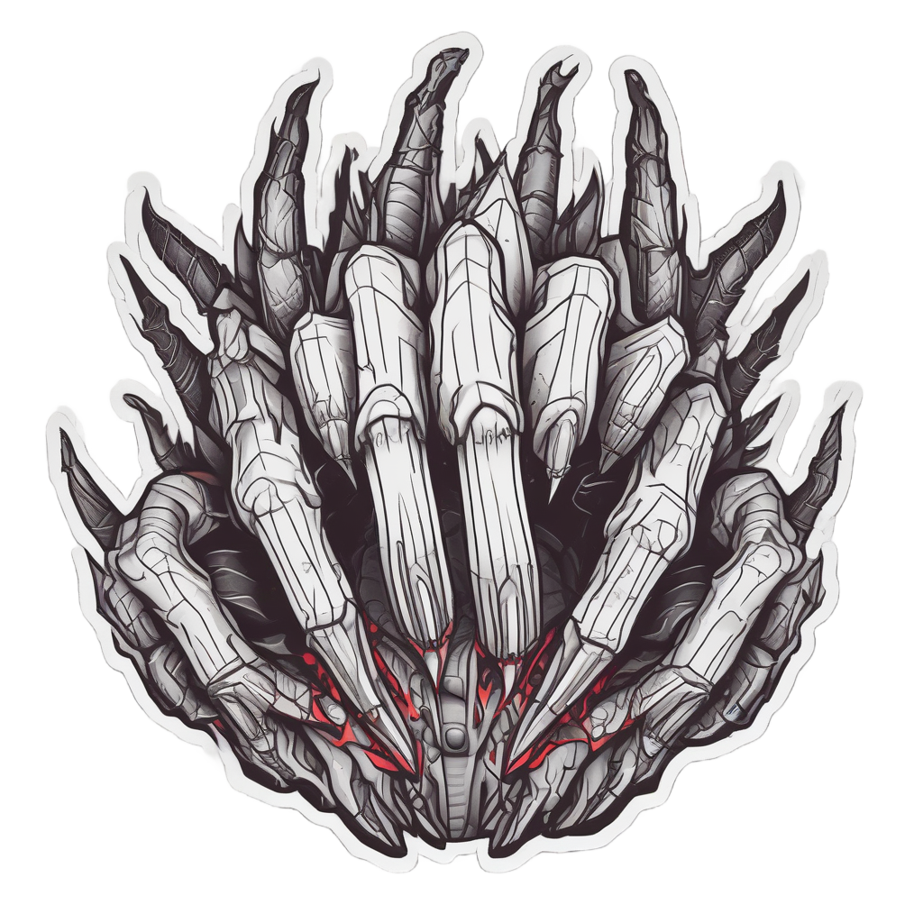 Claw Hand Neon Spikes — blackwork flash stickers