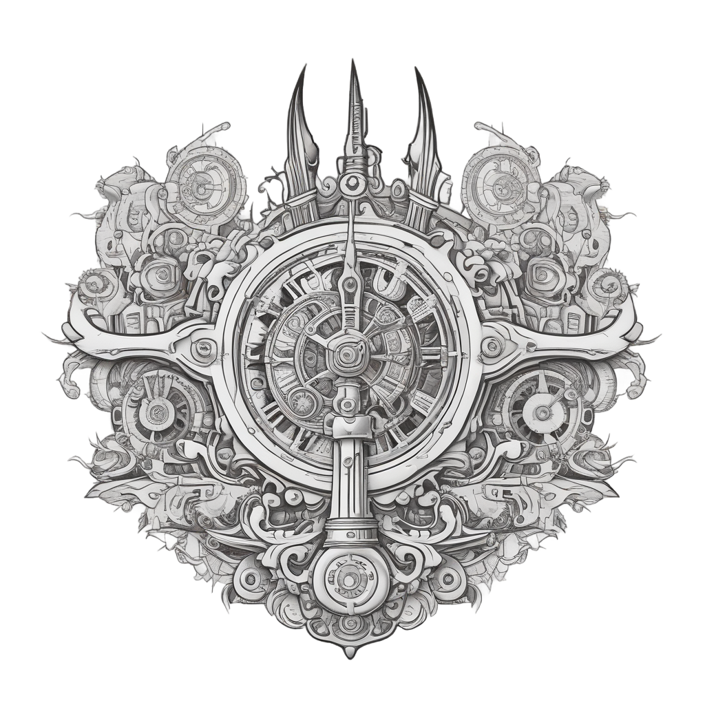 Clockwork Dagger Gear — blackwork flash stickers
