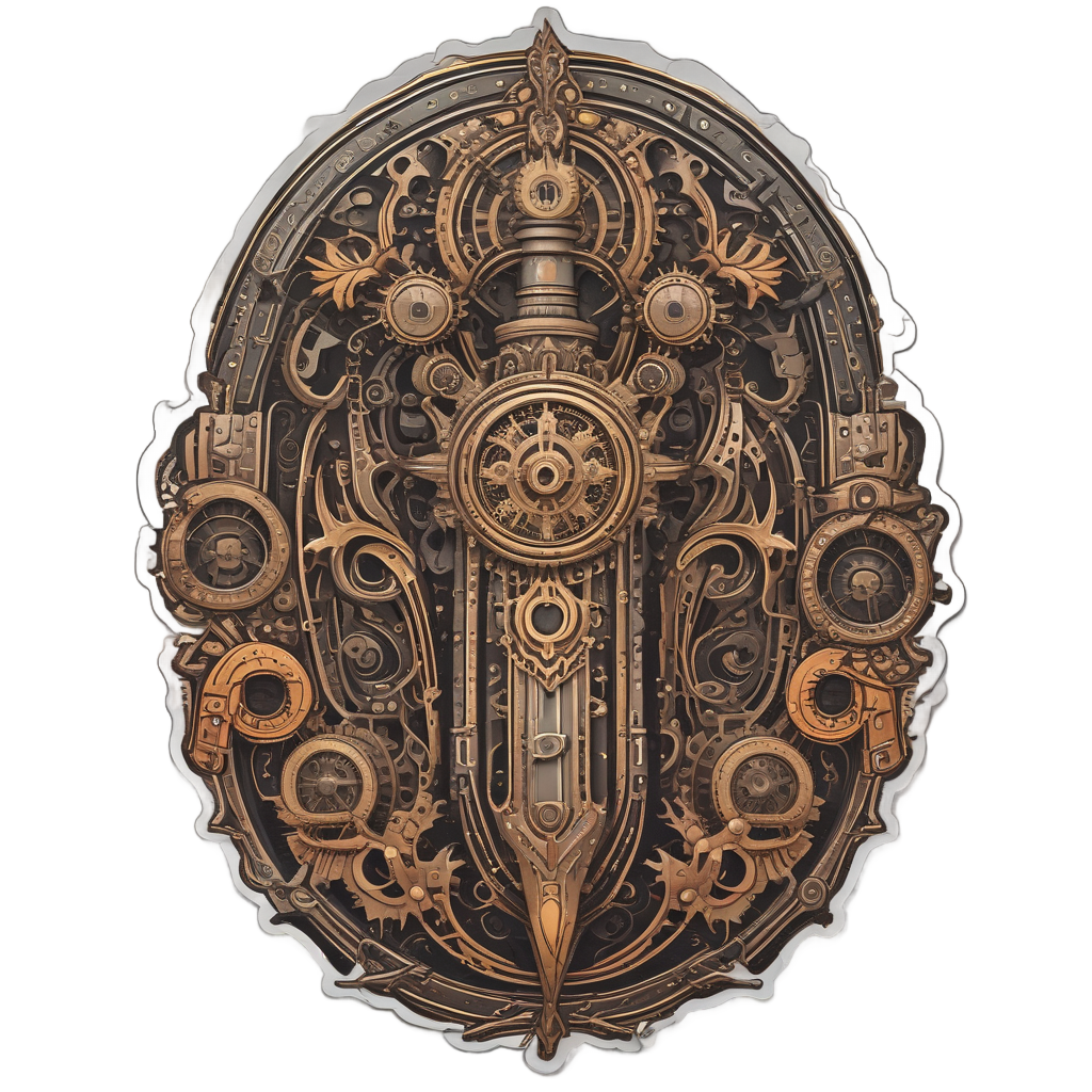 Clockwork Dagger Gear Spin — blackwork flash stickers