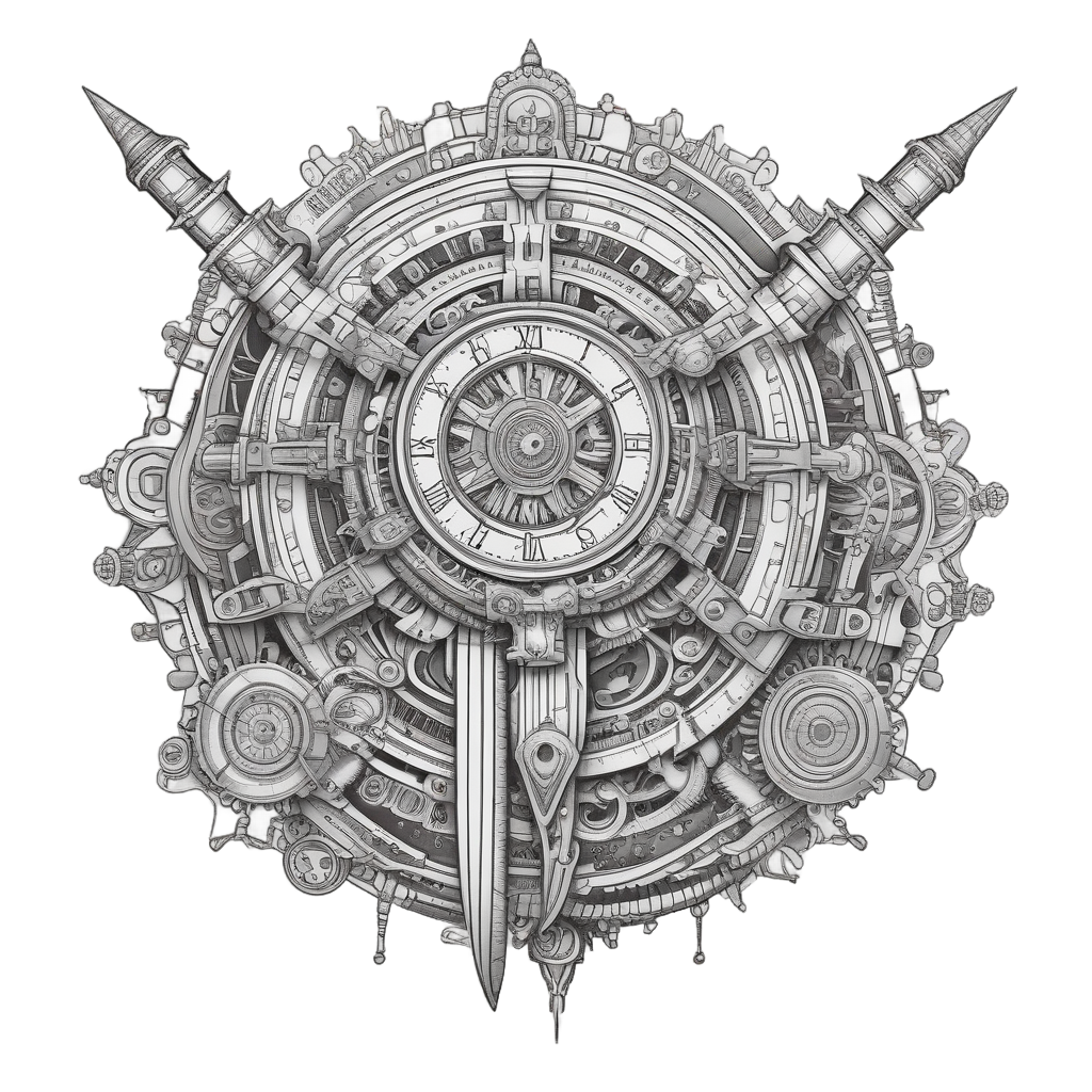 Clockwork Dagger — blackwork flash stickers