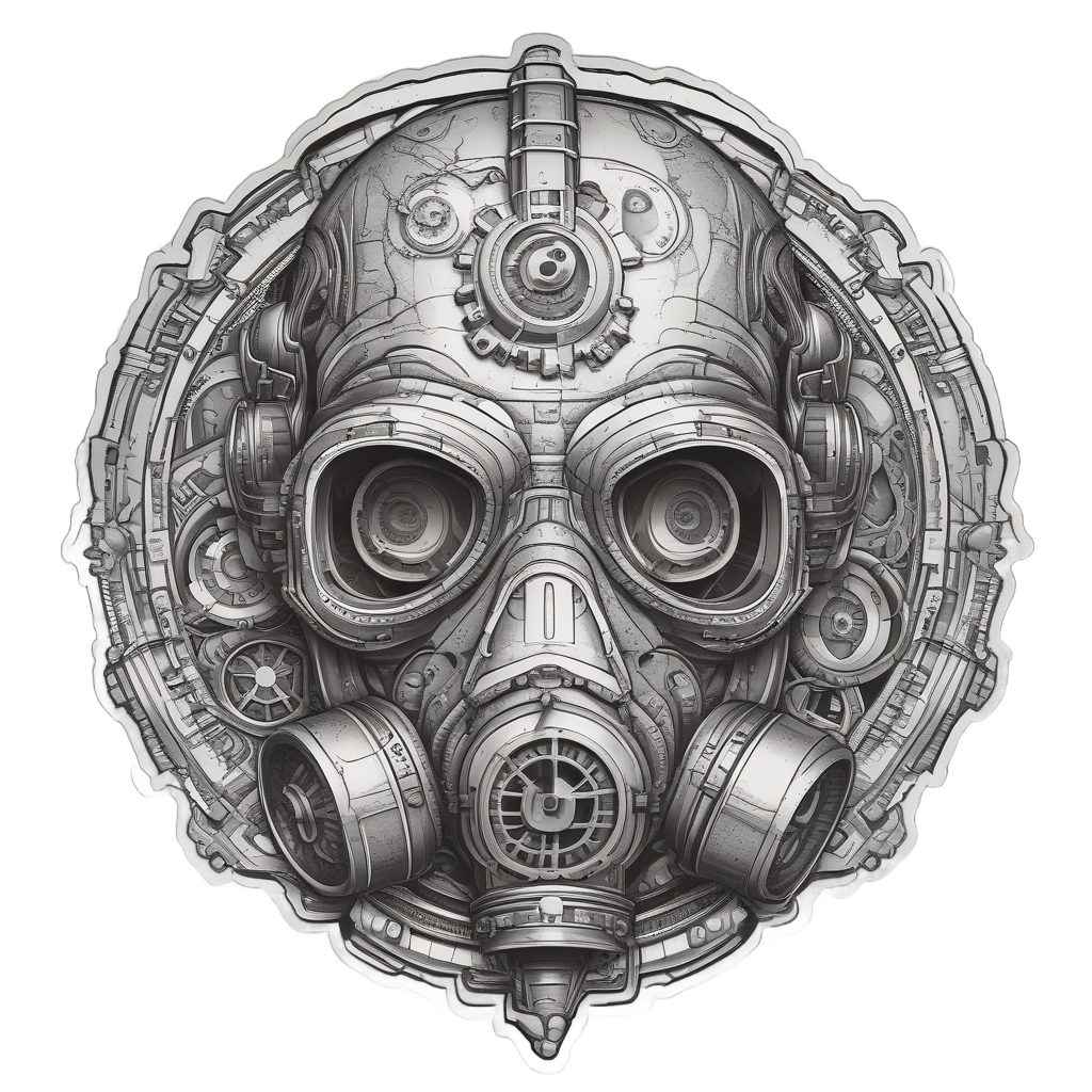 Clockwork Eye Gas Mask — danger symbol stickers
