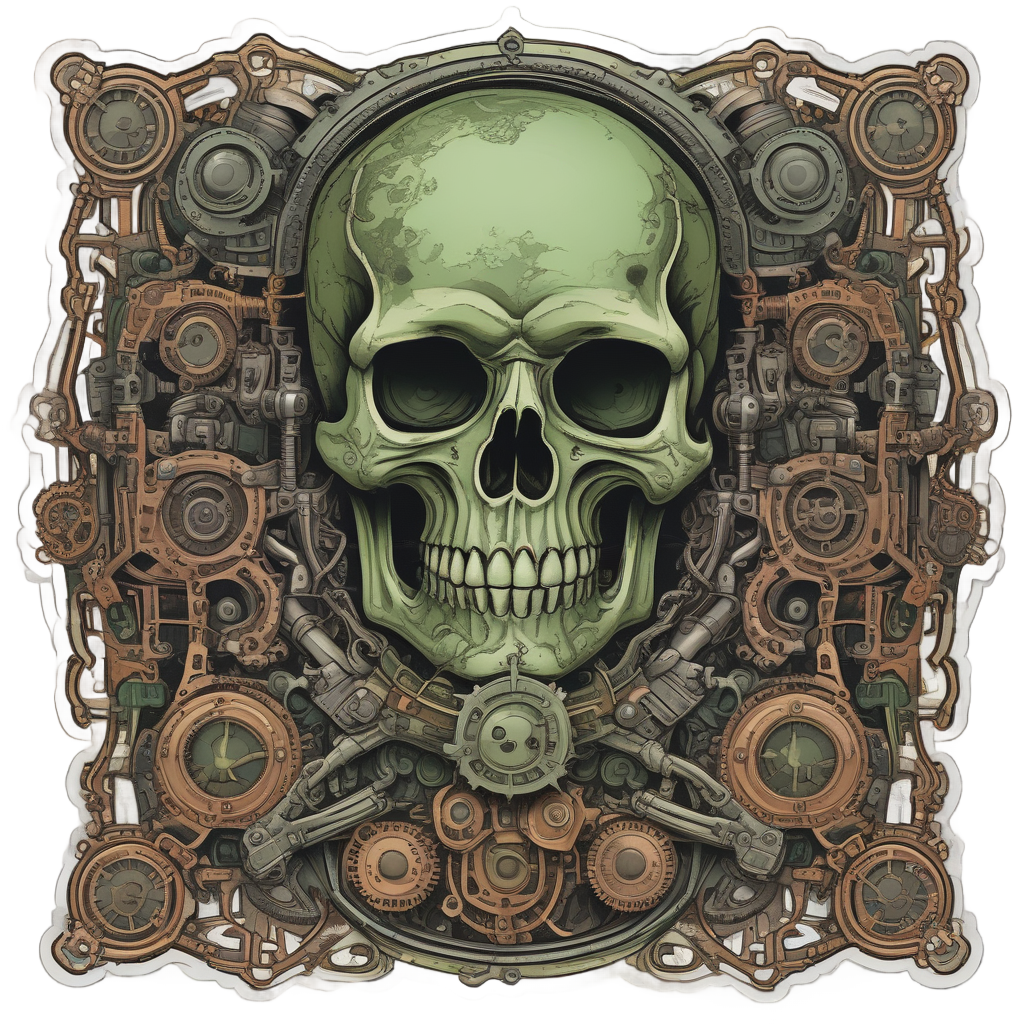Clockwork Poison Heart — skull & crossbones stickers