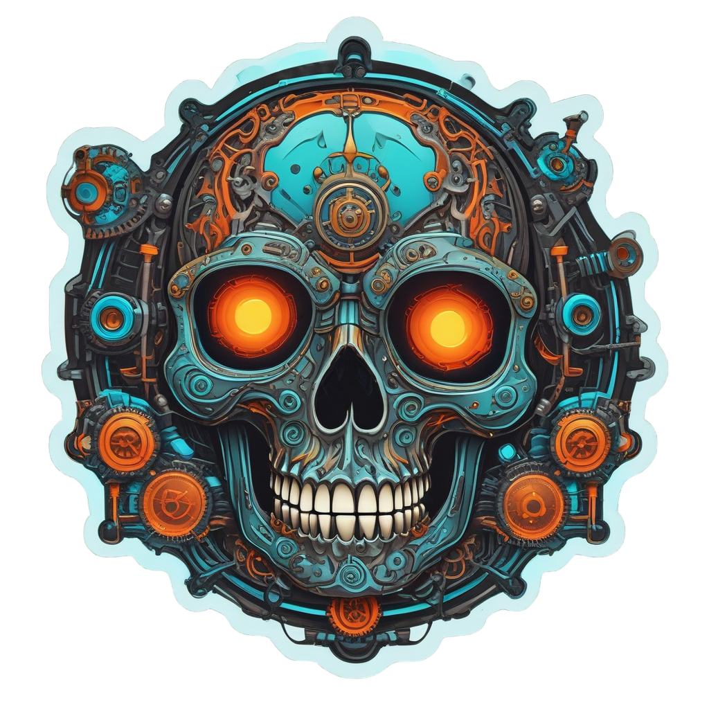 Clockwork Poison Skull — skull & crossbones stickers