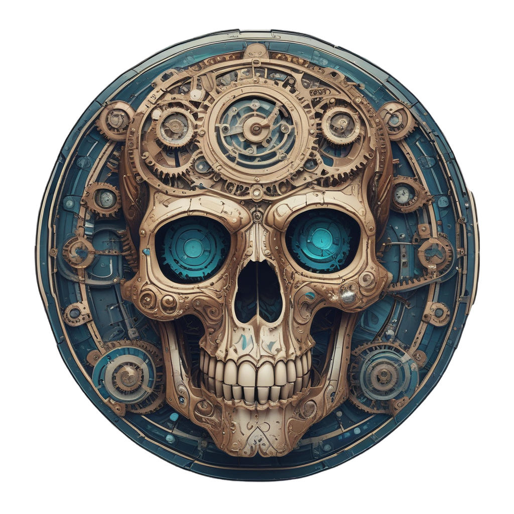 Clockwork Star Skull — mystical skull stickers