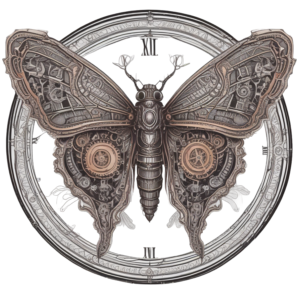 Clockwork Steampunk Moth — blackwork flash stickers