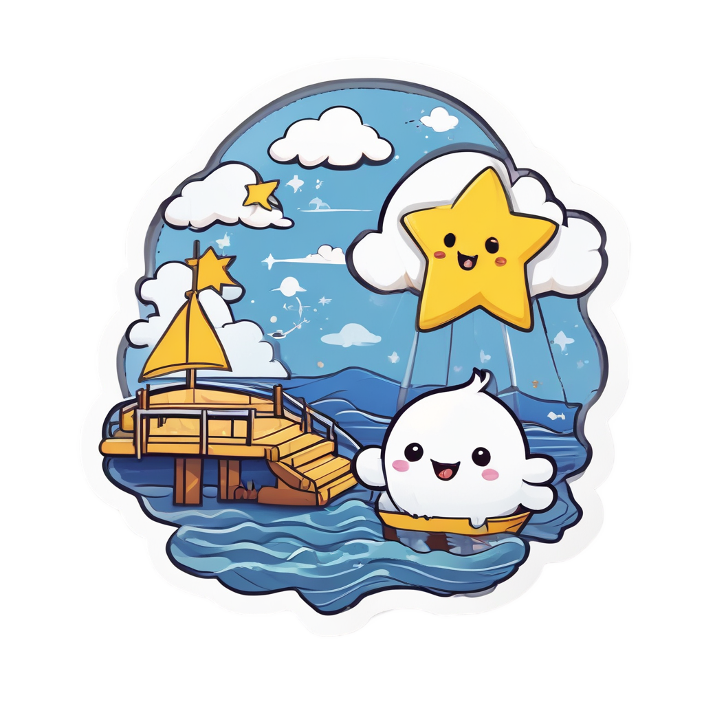 Cloud and Star Fishing — celestial nursery stickers