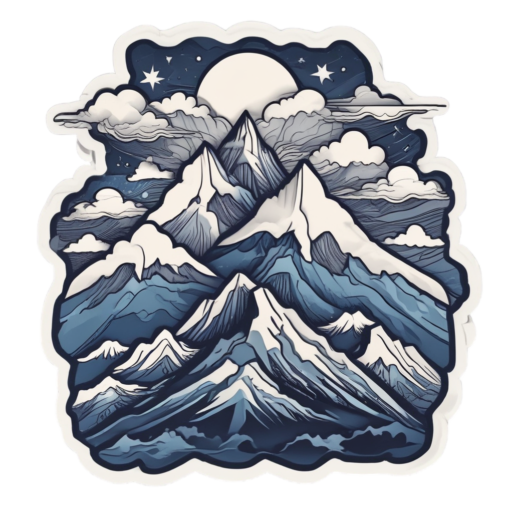 Cloud Mountain Star Peak — celestial nursery stickers